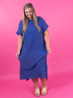 Short Sleeve Round Neck Ribbed Midi Dress | S - 2X -Discount Divas Shop 11d5a8d84c62c6f01fc521cf88eadd77