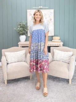 Mixed Print Tiered Midi Dress | S-L -Discount Divas Shop 1208bdbd4875942113ff8861c9a75dc1