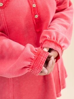 Long Sleeve Textured Thermal Mineral Washed Top | S-L -Discount Divas Shop 12ca2c136c1561c4ffa48c2b74241d43