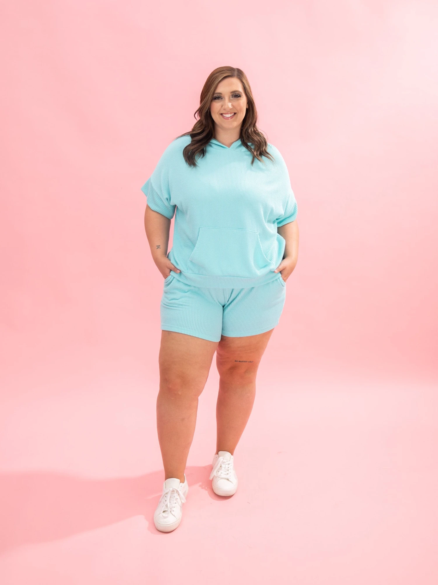 Raised Rib Short Sleeve HoodieTop & Shorts W/ Pockets Set By DD Design | S-3XL 13 Raised Rib Short Sleeve HoodieTop & Shorts W/ Pockets Set By DD Design | S-3XL - Image 13