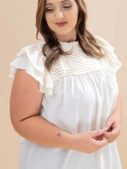 Ruffle Sleeve Pleated York Woven Top | S-2XL -Discount Divas Shop 1452bdf589f968a268a3e589968d5c6c