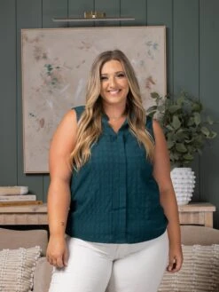 Textured Notched Neckline Sleeveless Top | S - XL