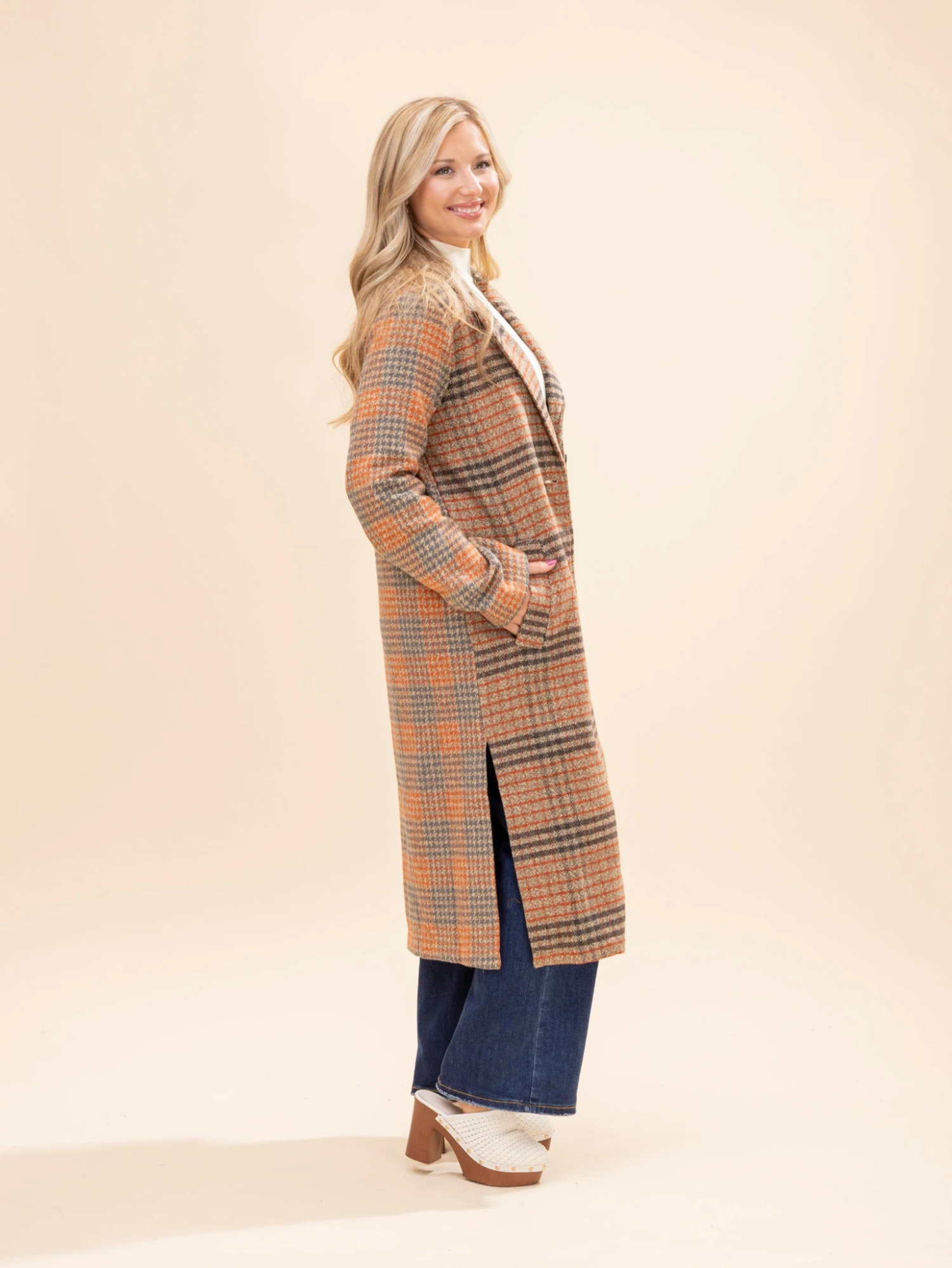 Mixed Media Long Coat | S-L 6 Mixed Media Long Coat | S-L - Image 6