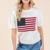 American Flag Short Sleeve Knit Top | S - 3XL GeeGee