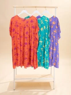 Drop Shoulder Printed Dress W/ Pockets | S - L