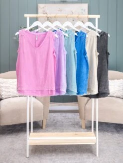 Zenana Double Gauze Raw Edge Acid Wash Tank Top | S-L -Discount Divas Shop 15e99815dd62a6b9288f4790141193f5