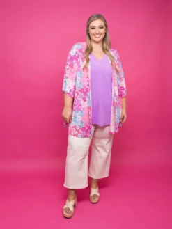 Dear Scarlett Wrinkle Free3/4 Sleeve Printed Cardigan | S-3X