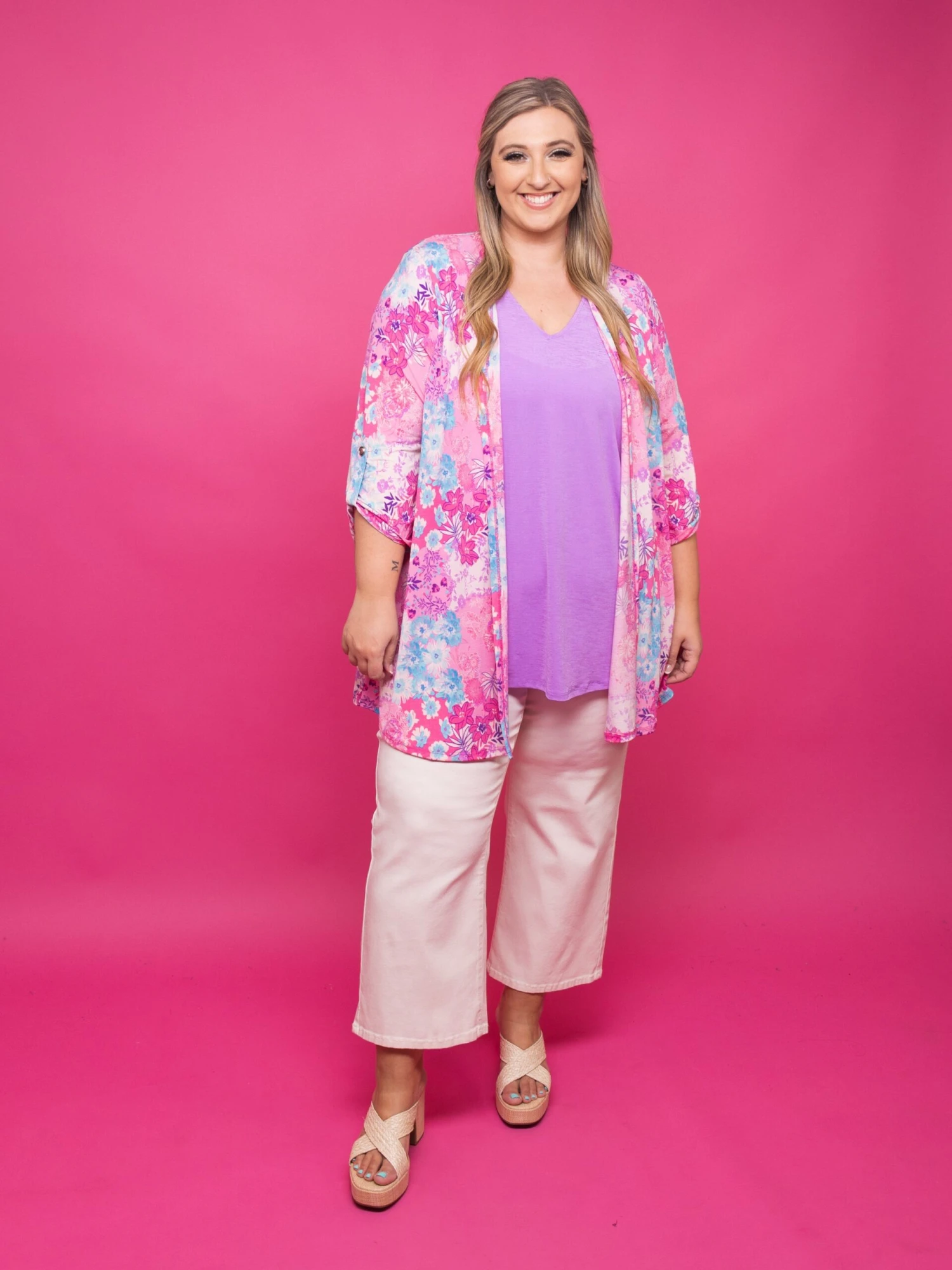 Dear Scarlett Wrinkle Free3/4 Sleeve Printed Cardigan | S-3X 1 Dear Scarlett Wrinkle Free3/4 Sleeve Printed Cardigan | S-3X