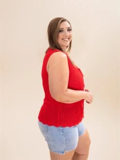 Sleeveless Scallop Sweater Vest With Front Tie | S-2XL Americana -Discount Divas Shop 162868bb0eef6786c5c3cbabc0392c0c