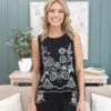 Embroidered Sleeveless Tank With Scalloped Hem | S - L Umgee