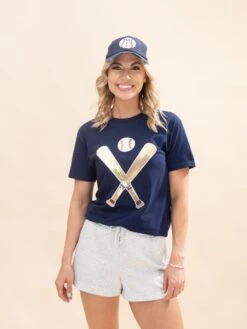 Crossed Bats Sequin Baseball Graphic Tee | S - 2XL -Discount Divas Shop 177ce81c1799d8e7b8e6800e86c56554