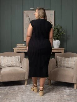 Ribbed Split Neck Fitted Long Dress | S-3X -Discount Divas Shop 1906aabb77cf5080fda9e0bf42e53389