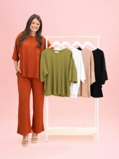 Ribbed Textured Oversized Top By DD Design | S-3XL Pair W/ Sku63862