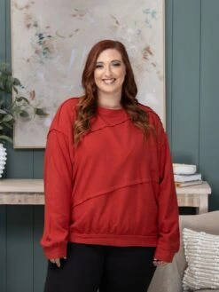 Long Sleeve Drop Shoulder Banded Bottom Pull Over Top | S-L Easel