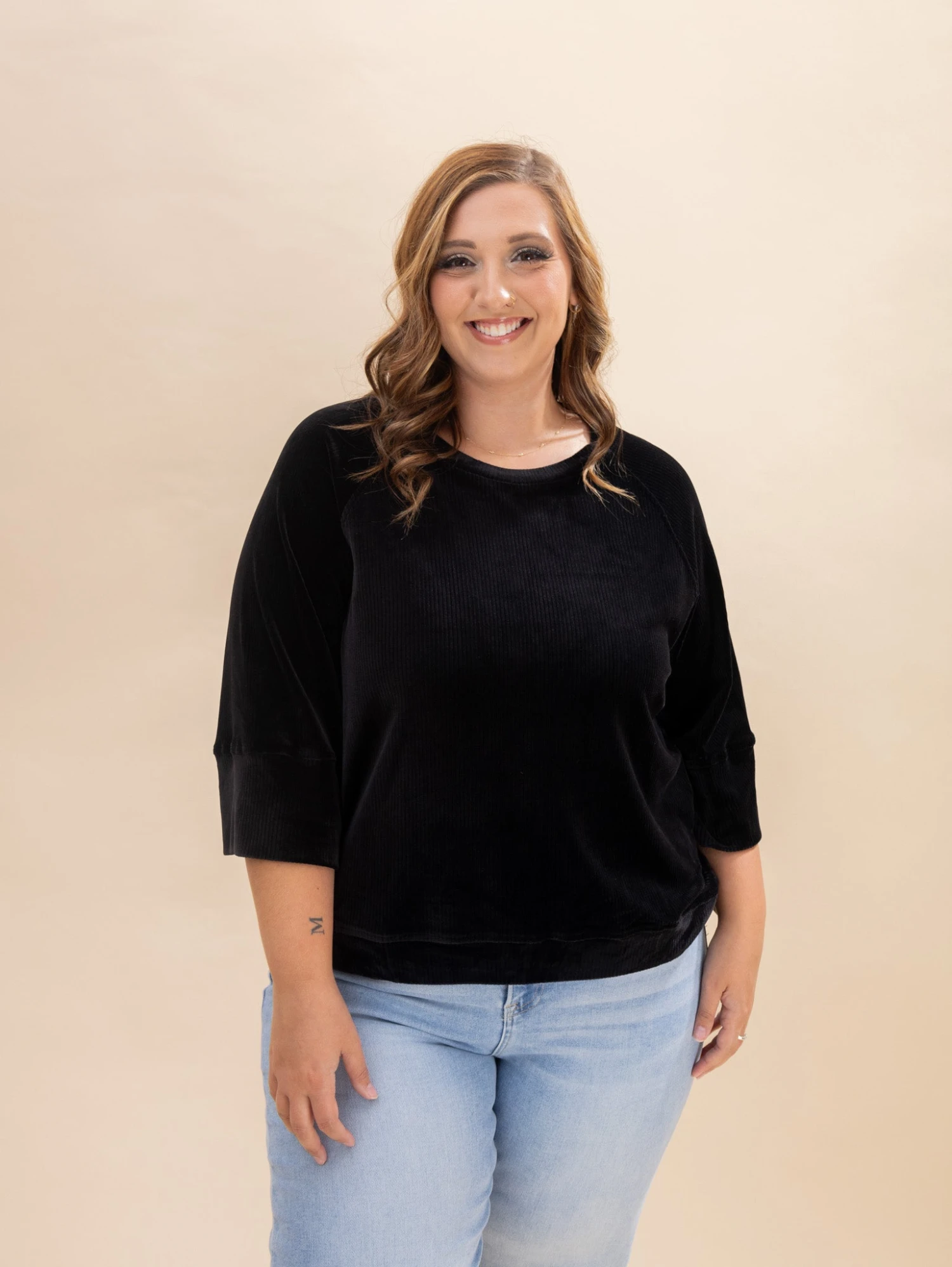 Soft Rib Thermal 3/4 Sleeve Top | XS - L 2 Soft Rib Thermal 3/4 Sleeve Top | XS - L - Image 2