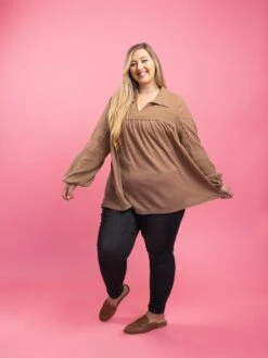 Collared V-Neck Oversized Mixed Media Long Sleeve Top | S - 3X -Discount Divas Shop 1Lw0lZuoCxVVWePj0tbELSLaoCwq4eUhoAuivIVC