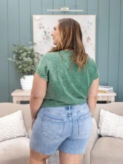 Risen Tummy Control High Rise Mid Length Raw Cut Hem Shorts | S-3X -Discount Divas Shop 1a142a9cc0fb5bd4a2d194269a984a48