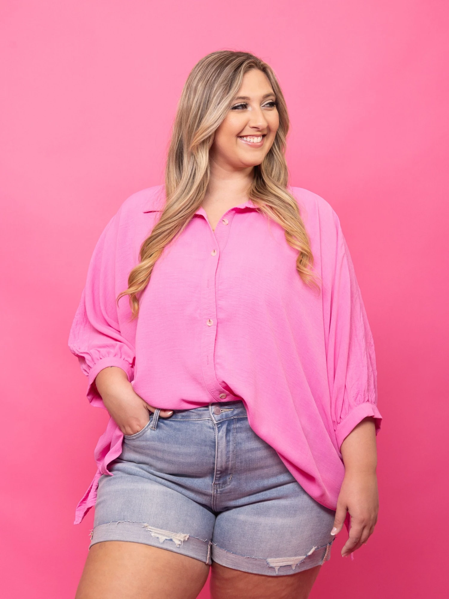 Airflow Oversized Dolman Sleeve Collared Shirt | S - 3X 3 Airflow Oversized Dolman Sleeve Collared Shirt | S - 3X - Image 3