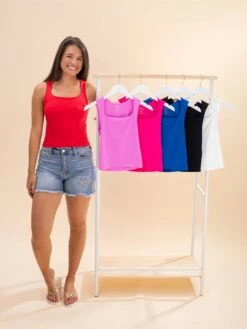 Zenana Seamless Double Layered Square Neck Tank Top | S/M-L/XL