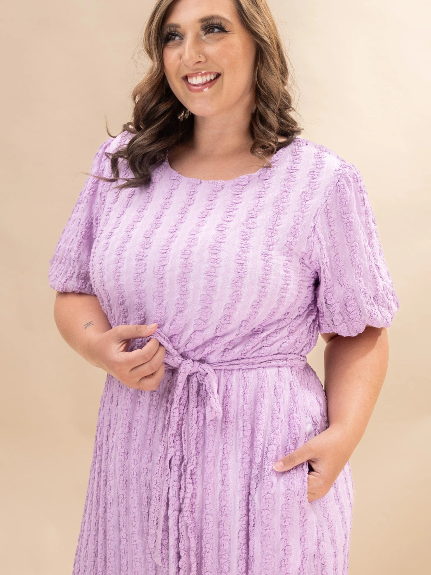 Popcorn Textured Belted Dress | S-3XL 2 Popcorn Textured Belted Dress | S-3XL - Image 2