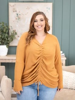 Brushed Rib Center Drawstring Sweater | S - 3XL *Final Sale* -Discount Divas Shop 1bc24de21d9706b4b85abf0947628b37