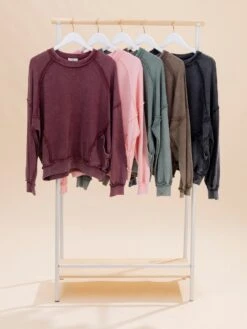 Cut Out Mineral Washed Pullover | S-L