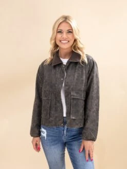 Faux Leather Button Down Jacket | S - L