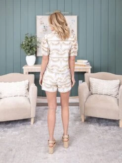 Geometric Pattern Embroidered Button Up Top | S - L Pair W/ Sku58472 -Discount Divas Shop 1c98111765d2d22fb3189c7207d49beb