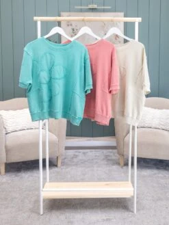 Daisy Patch Mineral Washed Terry Knit Pullover | S-3X