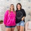 Smiley Face Loose Fit Brushed Sweatshirt | S- 3X