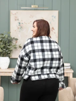 Plaid Print Long Sleeve Brushed Short Jacket | S-3X -Discount Divas Shop 1da9ead169700cb6a3e90de3495cd2d3