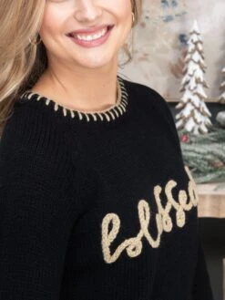 Blessed Thanksgiving Lettering Sweater W/ Blanket Stitch | S-L Thanksgiving 10 Blessed Thanksgiving Lettering Sweater W/ Blanket Stitch | S-L Thanksgiving -Discount Divas Shop 1dae9369ff349d786f491415f6c07da4