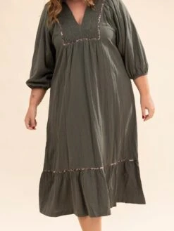 Solid Long Sleeve Collared Midi Dress | S-L -Discount Divas Shop 1deff5cc33a8a65539a0c1140551bba2