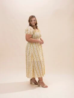 Floral Striped Print Smocked Midi Dress | S-L -Discount Divas Shop 1f5049d7c3e8b6bfd66cd4512b312416