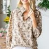 Floral Print Ruffled Neck Blouse | S - 3X