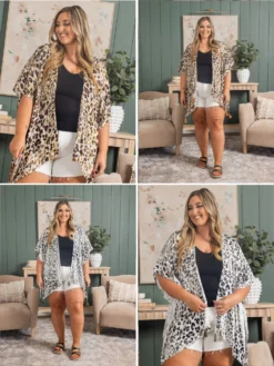 Leopard Print Open Front Kimono | O/S