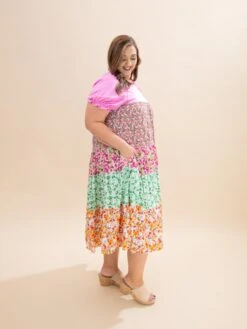 Mixed Print Tiered Midi Dress | S-L -Discount Divas Shop 2017a02eb405ca3c70ba1843de08b390