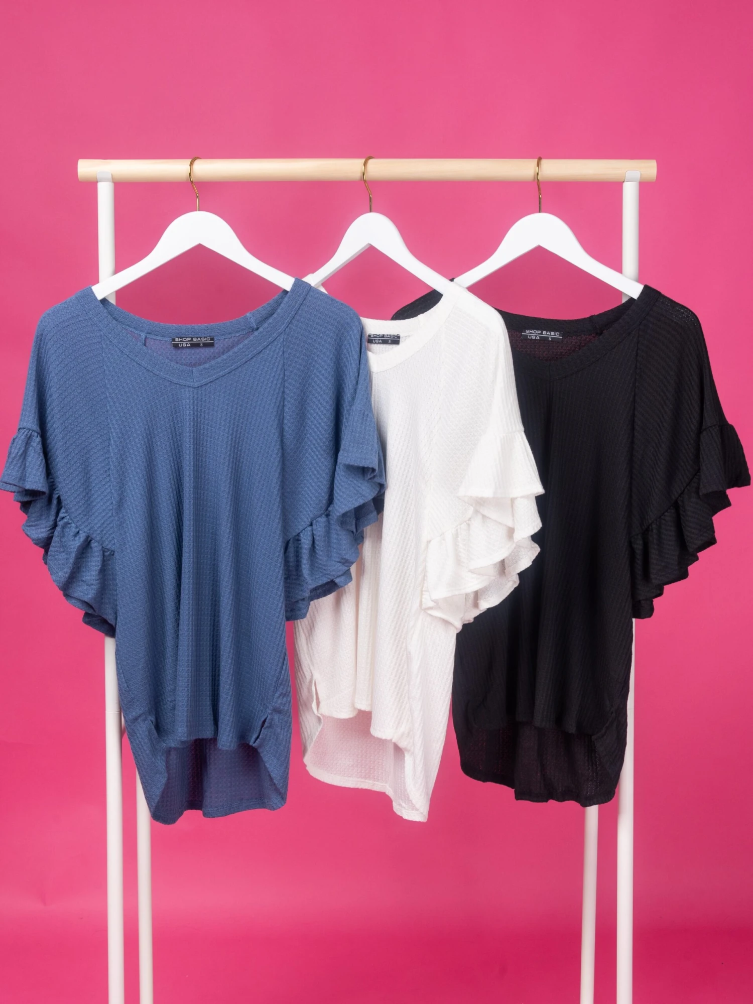 Waffle Knit Ruffled Sleeve Top | S - XL 1 Waffle Knit Ruffled Sleeve Top | S - XL