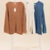 Long Sleeve V Neck Knit Sweater Tunic | S-L