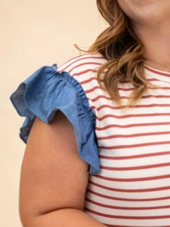 Denim Contrast Stripe Dress | S-L -Discount Divas Shop 2235e355c76addfbb0d8cbf1ed2f802e