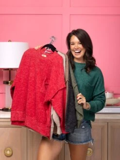 Zenana Luxe Hacci Oversized DropShoulder Top | S/M -X/L Christmas In July