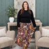 Multi Leopard Printed Skirt W/ Contrast Fitted Sweater Midi Dress | S-3XL
