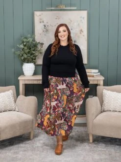 Multi Leopard Printed Skirt W/ Contrast Fitted Sweater Midi Dress | S-3XL