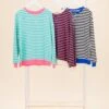 Stripe Oversized Contrast Trim Pullover Sweatshirt | S-XL