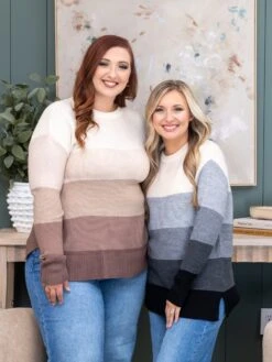 Be Cool Long Sleeve Striped Gradient Sweater | S-L