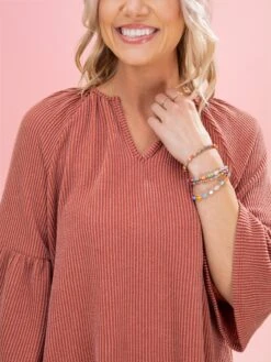 Raised Rib 3/4 Ruffle Sleeve Top By DD Design | S-3XL -Discount Divas Shop 253d02c4aa3ec77c304ab923432a2525