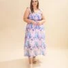 Floral Print Smocked Bodice Midi Dress With Tie Straps | S-3XL