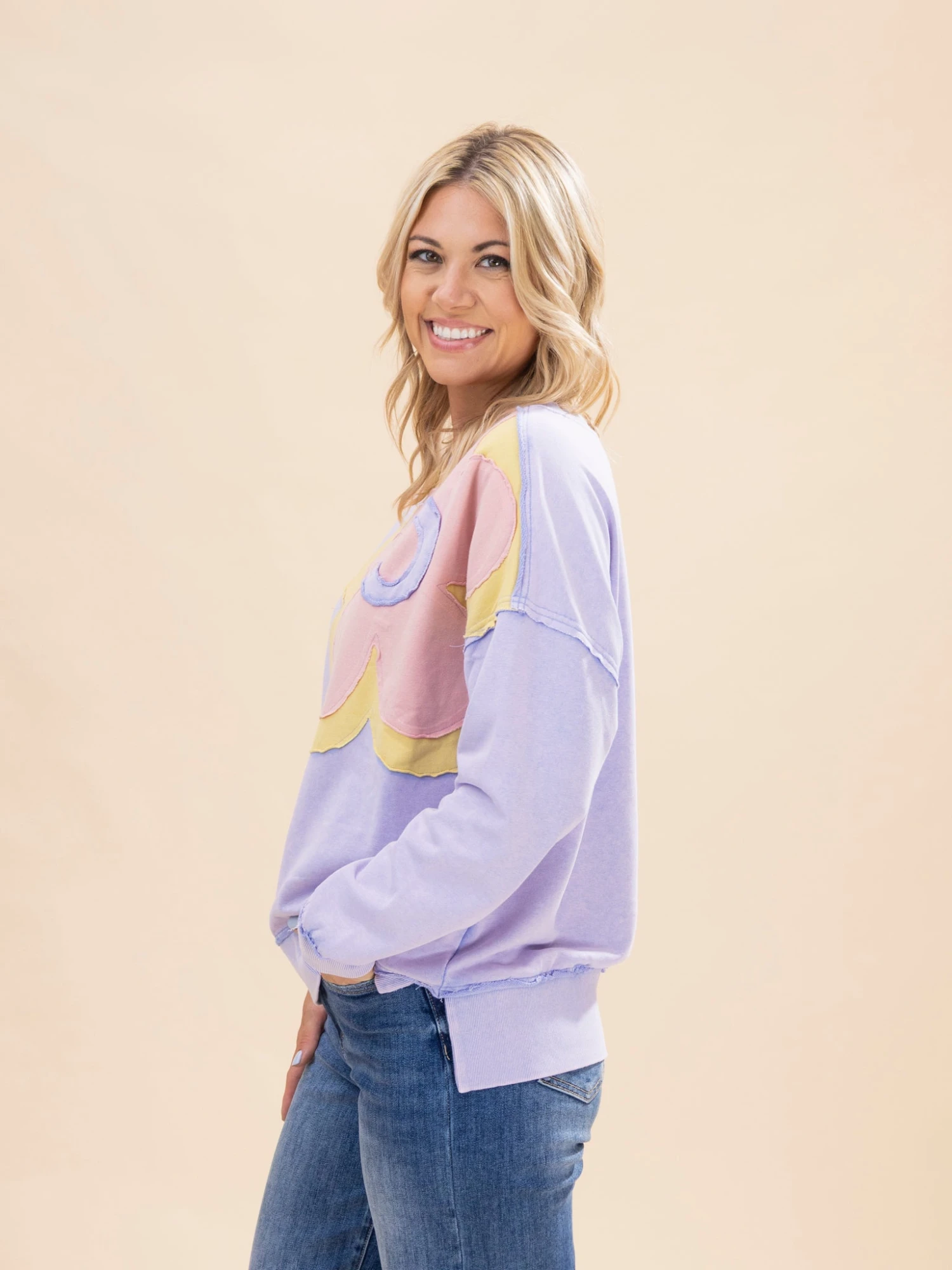 Long Sleeve Flower Patch Detailing Sweatshirt | S-L 4 Long Sleeve Flower Patch Detailing Sweatshirt | S-L - Image 4