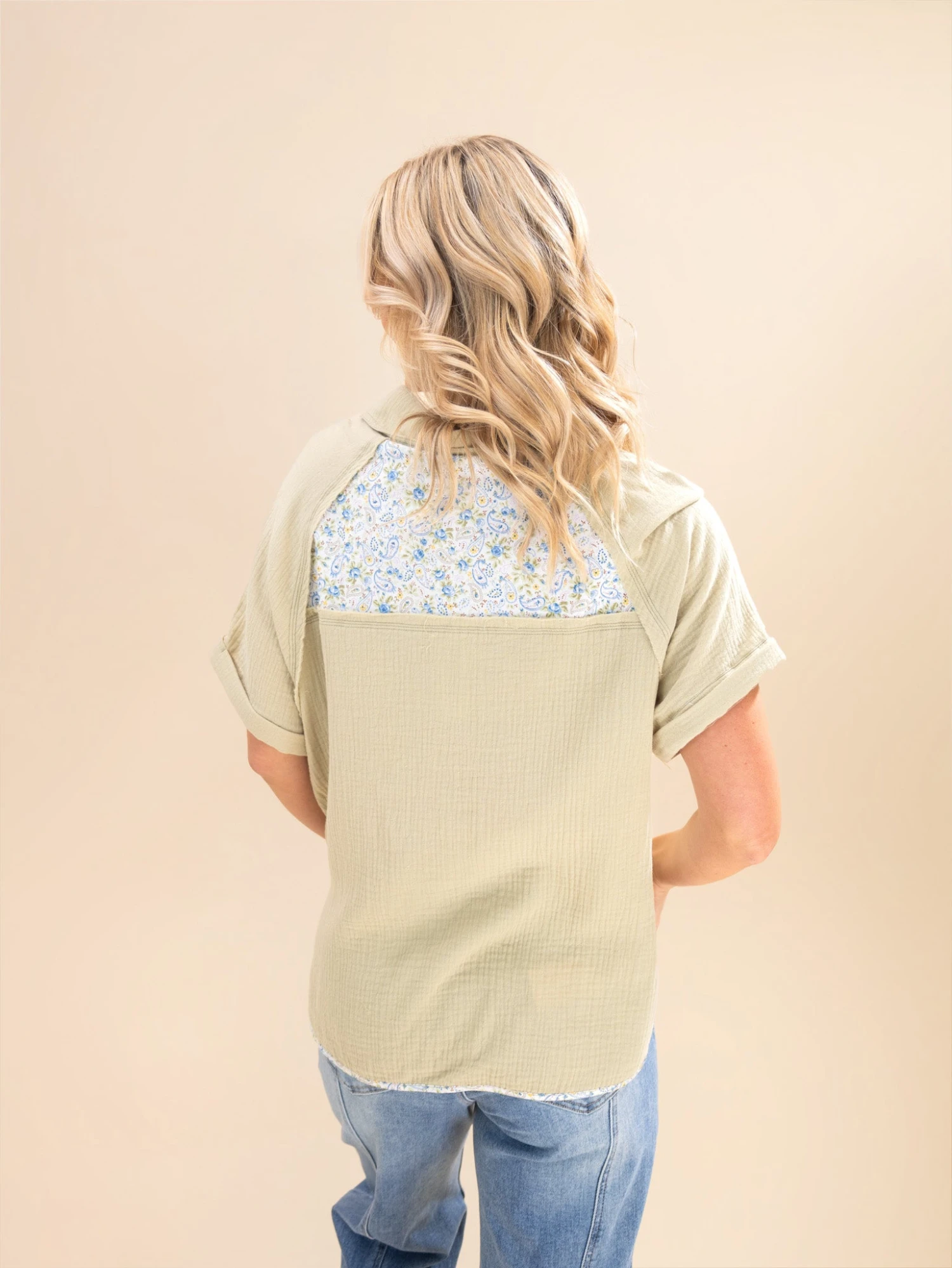 Soft Wash Paisley Panel Button Down Shirt | S-L 4 Soft Wash Paisley Panel Button Down Shirt | S-L - Image 4