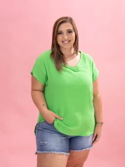 Gauze V-Neck Short Sleeve Top By DD Design | S-3XL -Discount Divas Shop 267c857f13cacfd857b4d34ede8b8538